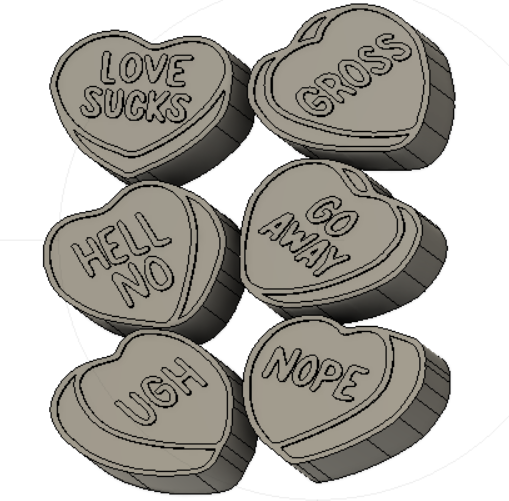 Rude Hearts Vents 6pk Silicone Mold